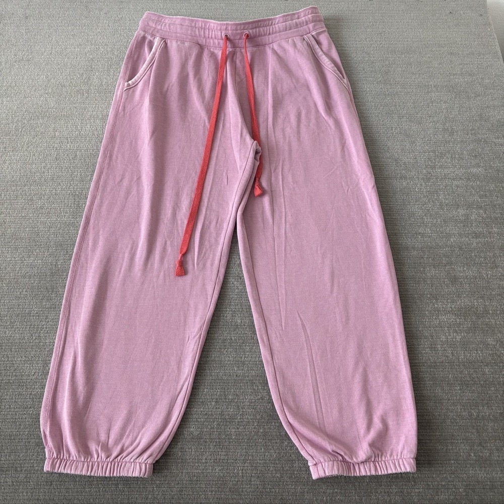 Anthropologie  Sweatpants Women L Jogger Fleece Lined Casual Lounge Pink Pockets